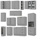 Ver imagem 3 de Cozinha Completa de Canto Americana 12 Peças com Torre Quente Cinza - Móveis Henn