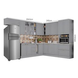 Cozinha Completa de Canto Americana 12 Peças com Torre Quente Cinza - Móveis Henn - 7