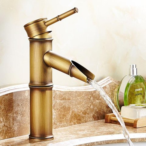 Torneira Banheiro Lavatório Bambu Bronze Vintage Misturador