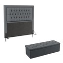 Ver imagem 1 de Kit Cabeceira Decorativa Para Cama Box Antares e Calçadeira Sagitarius 140 Para Cama de Casal Sued C