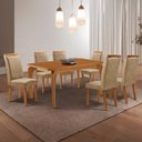 Ver imagem 1 de Mesa de Jantar Liz 180cm Tampo MDF Laminado Canto Copo com 6 Cadeiras Lorena
