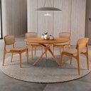 Ver imagem 1 de Sala de Jantar Mesa Ballare 135cm Tampo Laminado Redondo com 4 Cadeiras Malta