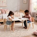 Ver imagem 2 de Mesa e 2 Cadeiras Infantil Urso Kit Livro Educativo em Madeira - Pinus