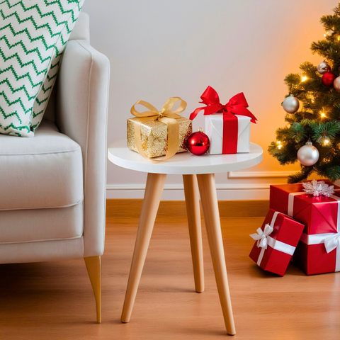 Mesa Lateral Redonda Moderna 29x30 Pé Palito Tripé Pequena Retrô Apoio Canto Sofá Cama Quarto Sala