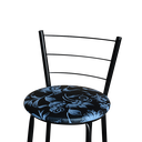 Ver imagem 2 de Jogo 2 Banqueta Alta Para Cozinha Epoxi Preta Estofado Floral Floral