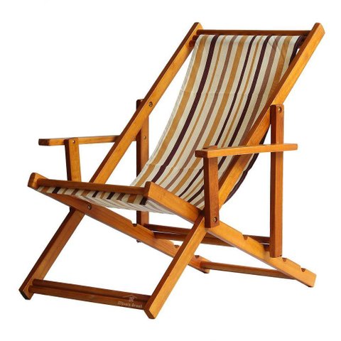 Espreguiçadeira Preguiçosa Dobrável Mel Cb-listrado Marrom
