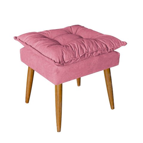 Puff Puf Banqueta Opala para Quarto Sala Recepção Suede Rose - Ninho Decor