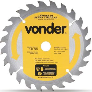 Lâmina de Serra Circular Vídea 180x20mm 24 Dentes Vonder