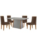 Ver imagem 2 de Mesa de Jantar Diane 120cm Tampo Mdf Vidro com 4 Cadeiras Lisboa Moderna Mobília