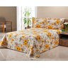 Colcha Cobre Leito Piquet Casal King 3pçs Floral Amarelo - 1