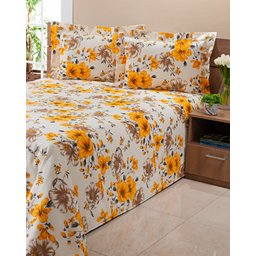Colcha Cobre Leito Piquet Casal King 3pçs Floral Amarelo - 2