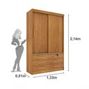 Ver imagem 3 de Guarda Roupa Solteiro 2 Portas 6 Gavetas Chicago-cinamomo Tcil Móveis