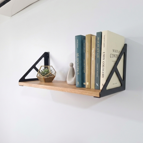 2 Suportes de Prateleira Mão Francesa Formato Triangular Decorativo Aço Carbono