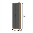 Ver imagem 3 de Armário Multiuso 2 Portas e 3 Prateleiras Internas Macau 170cm - Chumbo