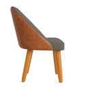 Ver imagem 4 de Cadeira Poltrona de Jantar Bela Corano Nozes e Linho Grafite Pés Palito Castanho - Pallazio