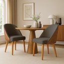 Ver imagem 2 de Cadeira Poltrona de Jantar Bela Corano Nozes e Linho Grafite Pés Palito Castanho - Pallazio