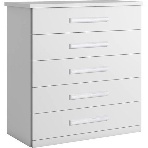 Cômoda para Quarto 5 Gavetas Corrediças Telescópicas - Toronto-branco - Bianchi Móveis