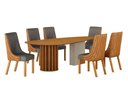 Ver imagem 1 de Conjunto Sala de Jantar Mesa Orgânica 200cm 6 Cadeiras Belle sem Tampo Vidro Cinamomo/Off White/Sint