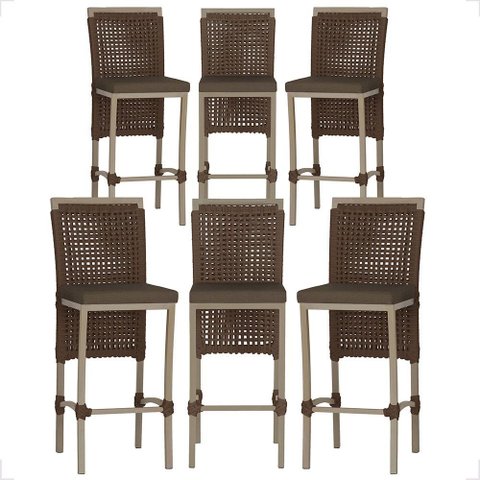 6 Banqueta em Alumínio Roma Fendi Corda Náutica Tecido 9
