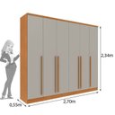 Ver imagem 5 de Conjunto Guarda Roupa Casal 6 Portas 8 Gavetas Puxador MDF Portugal e Cama Casal Monaco Bege/Cinamomo/Off White