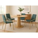 Ver imagem 2 de Kit 4 Cadeiras Anitta Aço Carbono Dourado Linho Verde Exclusiva Home & Decor