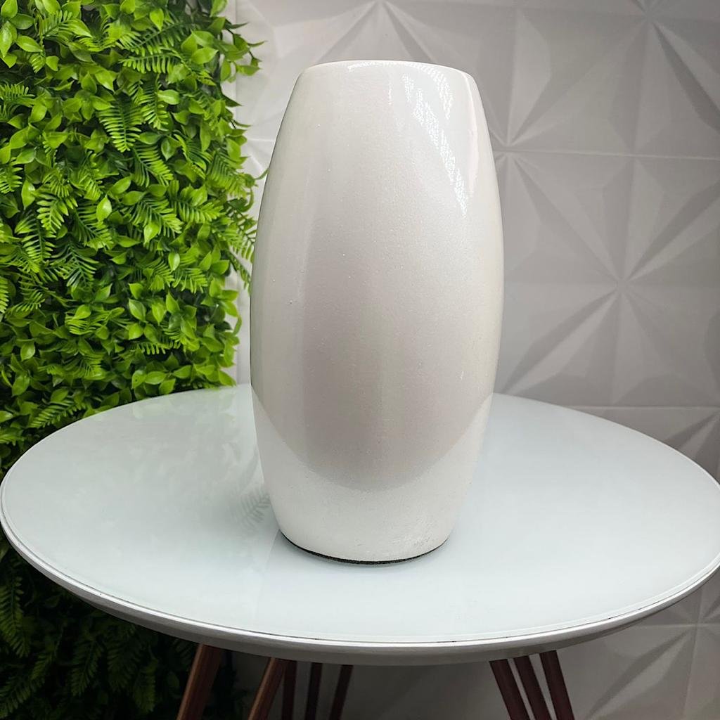 Vaso centro de mesa grande de cerâmica na cor branco pérola - 2