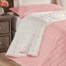 Cobre Leito Pele de Caneiro Casal Padrão Dupla Face Rosê + Jogo de Cama Palha - 6 Peças - 4