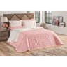 Cobre Leito Pele de Caneiro Casal Padrão Dupla Face Rosê + Jogo de Cama Palha - 6 Peças - 5