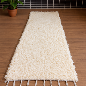 Tapete Passadeira 2,00 X 0,50 Boho Cru Felpudo Tear Artesanal Luxo para Quarto 100% Algodão