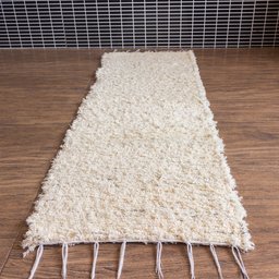 Tapete Passadeira 2,00 X 0,50 Boho Cru Felpudo Tear Artesanal Luxo para Quarto 100% Algodão - 1