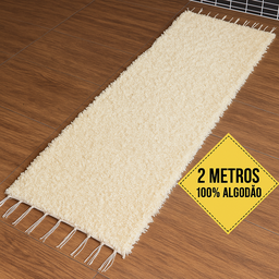 Tapete Passadeira 2,00 X 0,50 Boho Cru Felpudo Tear Artesanal Luxo para Quarto 100% Algodão - 5