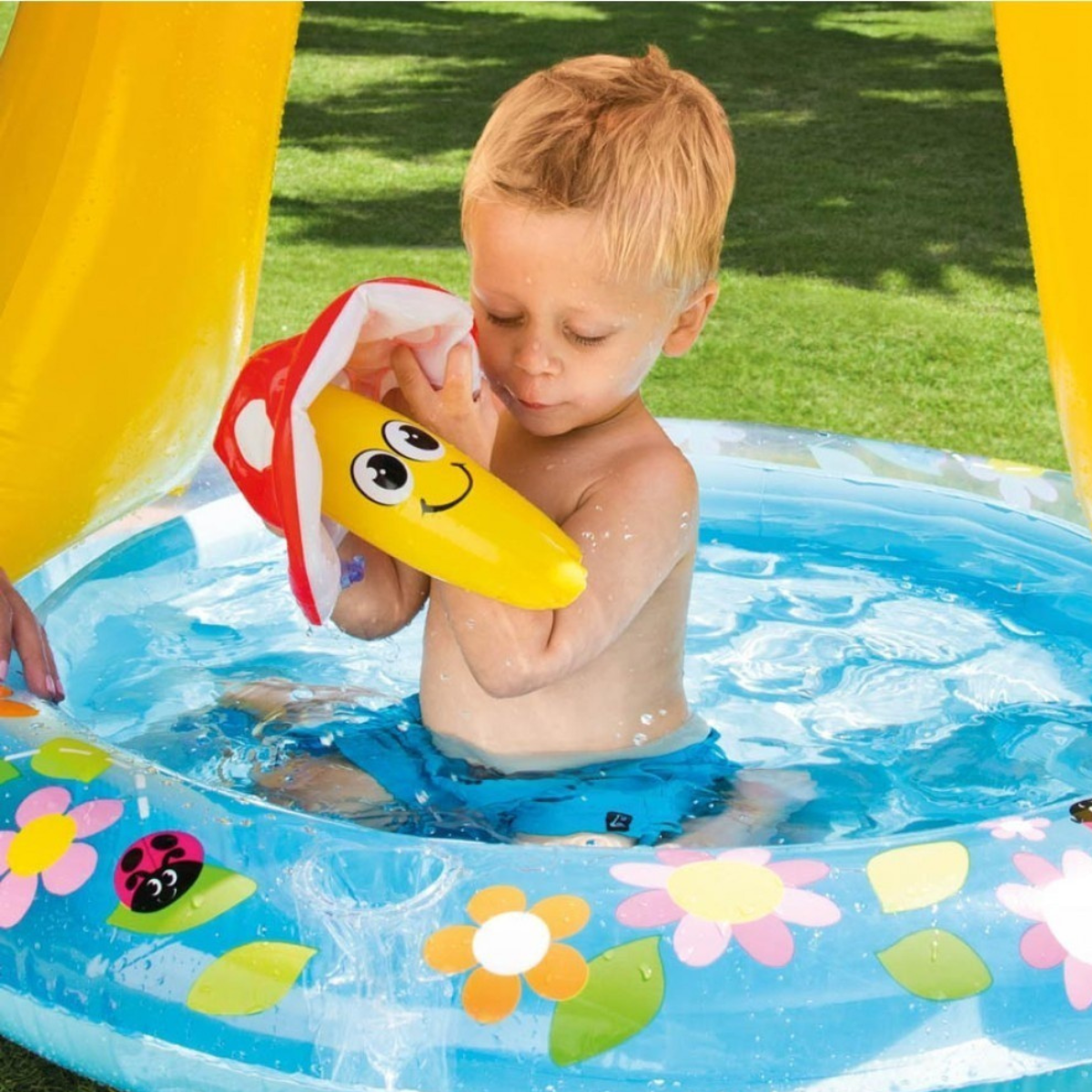 Piscina Infantil Cogumelo 45l Cobertura Uv + Bomba Elétrica Voltagem:110v - 5