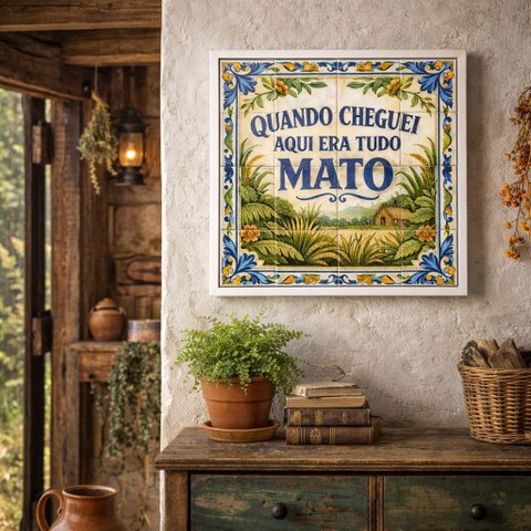 Quadro Quando Cheguei Era Tudo Mato 33x33cm Mold Preta