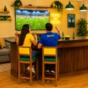 Ver mais imagens de 2 Banquetas Madeira Copa do Mundo Brasil Estofados Hellen:Mel e Sintetico Verde