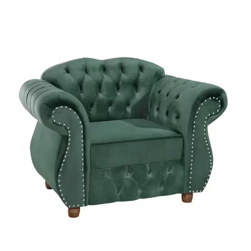Poltrona Chesterfield Merlo Suede Verde / Decoracao , Sala estar, tv, recepção, barbearia - 1