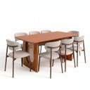 Ver imagem 3 de Conjunto de Jantar Mesa Tali 210cm e 8 Cadeiras Ema CabeCasa MadeiraOriginals Marrom/Prata