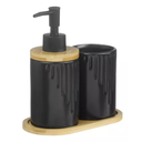 Ver imagem 4 de Kit Banheiro Lavabo 3 Peças Bambu Porta Sabonete Líquido Pia