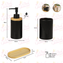 Ver imagem 3 de Kit Banheiro Lavabo 3 Peças Bambu Porta Sabonete Líquido Pia