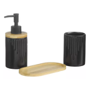 Ver imagem 5 de Kit Banheiro Lavabo 3 Peças Bambu Porta Sabonete Líquido Pia