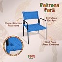 Ver imagem 2 de Kit 8 Poltronas Porã Junco Sintético Estrutura Aço Preto com Braços para Área Externa - Azul