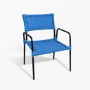 Ver imagem 1 de Kit 8 Poltronas Porã Junco Sintético Estrutura Aço Preto com Braços para Área Externa - Azul