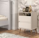 Ver imagem 1 de Quarto Mesa de Cabeceira Estilo Retrô Pés Palito 2 Gavetas Sutô - Off White - Comprar Moveis em Casa