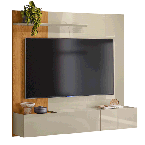 Painel para TV de até 65 Polegadas 3 Portas Astral Cumaru/Opala