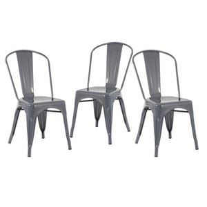 Kit 3 Cadeiras Iron Tolix - Cinza Escuro