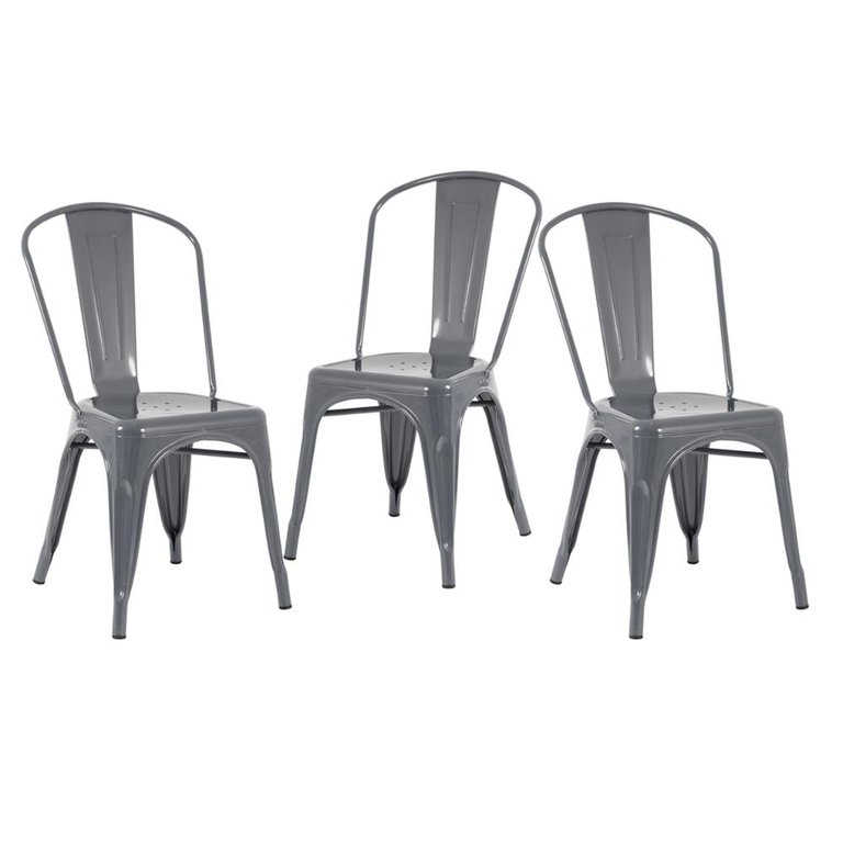 Kit 3 Cadeiras Iron Tolix - Cinza Escuro
