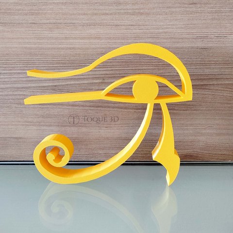Olho de Hórus Egito - 15cm de Altura Sala Decorada Decoração Egipcia Mesa - Toque 3d - Cor: Amarelo