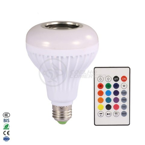 Lâmpada Led 12w E27 Rgb Colorida com Caixa de Som