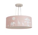 Ver imagem 1 de Lustre Pendente Safari Savana Cúpula Tecido 40x15cm 2 em 1: Rosa