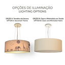 Ver imagem 3 de Lustre Pendente Safari Savana Cúpula Tecido 40x15cm 2 em 1: Rosa