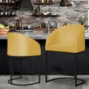 Ver imagem 3 de Kit 02 Banco Banqueta Poltrona Mia Base Metal Preta Suede Cor:amarelo